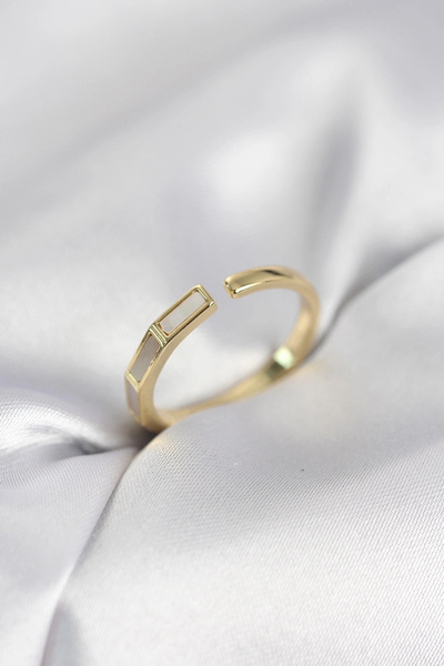 Lovesta Home Gold Color Pearlescent Bar Model Women's Ring Tj-Byk4082