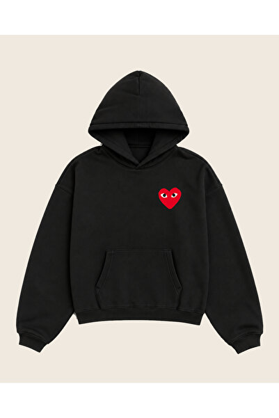 Moon Dancer سويت شيرت بقلنسوة مطبوع عليه قلب من Comme Des Garcons، مصنوع من ا...