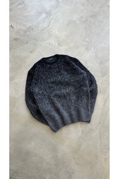 Genel Markalar Unisex Oversize Antrasit Yumuşak Dokulu Triko Kazak