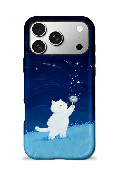 EDELFU iPhone 17 PRO Uyumlu - Uslu Kedi, Çift Katmanlı Kapak, Parlak Yüzey Koruyucu Kılıf