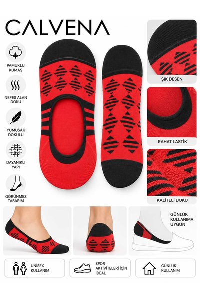 Calvena Women's 6 Pairs of Patterned Invisible Ballerina Socks