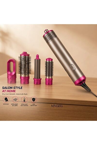 Generic 5-in-1 Hair Styler MM503, Styling Dry Curly Soft Hair with 5 Attachments, Smart Heat Control, Smart Airflow, Hair Protection, Salon Style at Home