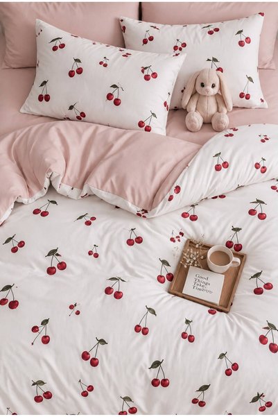 Sheri Home Kiraz MODEL Çift Kişilik Nevresim (Yorgan Kılıfı+2 Adet Yastık Kılıfı)8886567