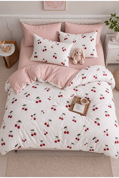 Sheri Home Kiraz MODEL Çift Kişilik Nevresim (Yorgan Kılıfı+2 Adet Yastık Kıl...