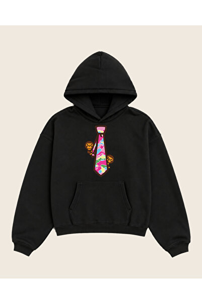 Moon Dancer Hanorac oversize cu glugă BAPE, imprimat cu cravată roz, 100% bum...