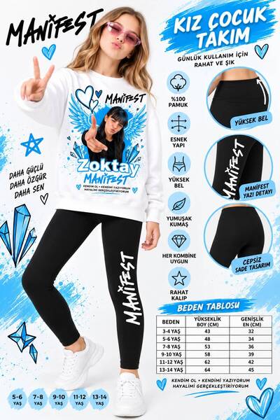SİBELİZE Girl's Zoktay Printed Sweathirt Leggings Set