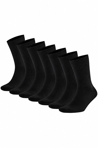 İkonik Socks Men's 6-Piece Cotton Classic Plain Black Socks Economic Package