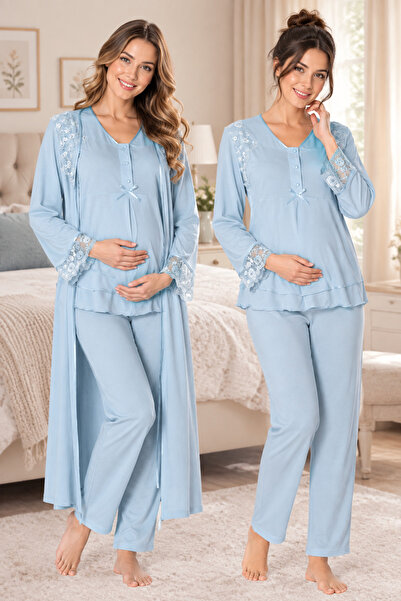 by İGP Cotton Maternity Pajama Set with Breastfeeding Feature and Adjustable ...