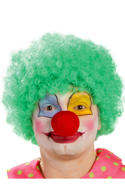 Lovesta Home Green Color Curly Afro Bonus Wig Fake Hair and Red Nose Set