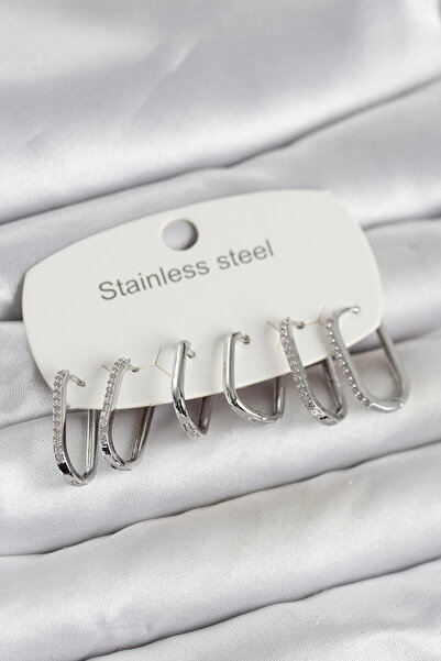 Lovesta Home 316L Steel Silver Color 6-Piece Set Geometric Model Women's Earr...