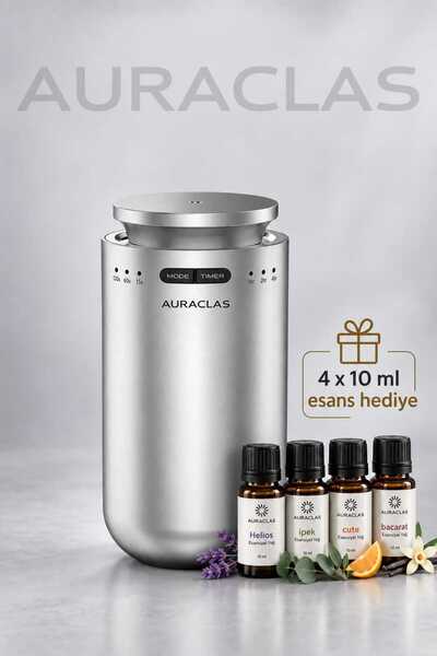 Araç İçi Aroma Difüzörü 10 ml - USB Type-C Şarjlı, Metal, Zaman ayarlı Oto Koku Makinesi