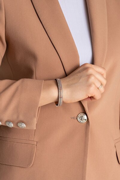 Figl Brățară elegantă cu curea din piele maro și mărgele