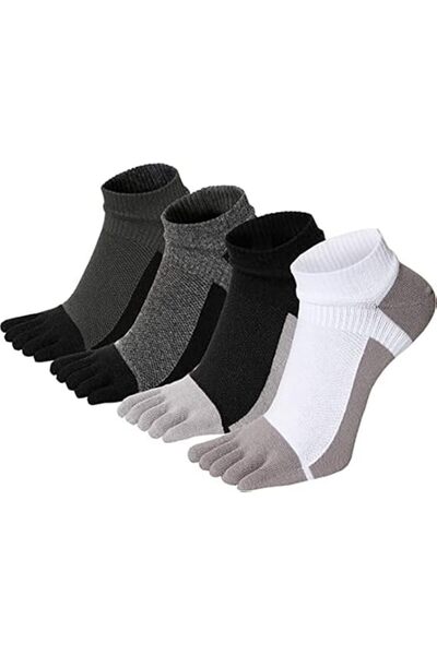 SZYYQ Men's Toe Socks, Crew Cotton Low Cut Running Athletic Socks, Athletic P...