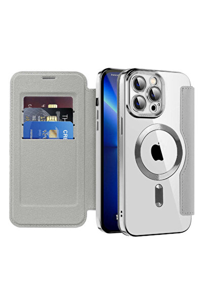 Techsuit Калъф за iPhone 13 Pro Max, SmartMag Book Case, синьо-сив