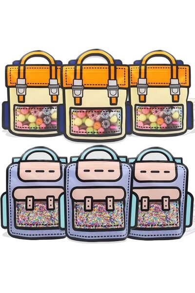 GENERAL 30 Pack Cartoon Backpack Goodie Bags Clear Gift Candy Bags with Handl...