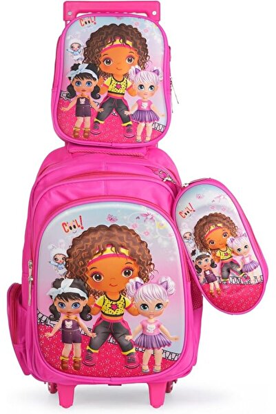 KTMC Kids 3-Piece Rolling Trolley School Bag Set with Backpack, Tiffin Bag & ...