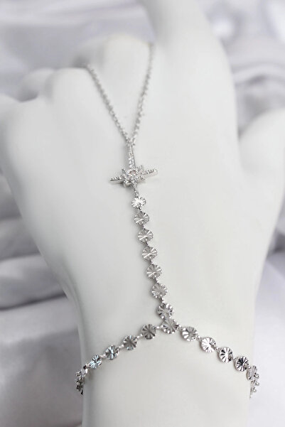Lovesta Home Silver Color Brass Pole Star with Zircon Stone Şahmeran Tj-Sn788