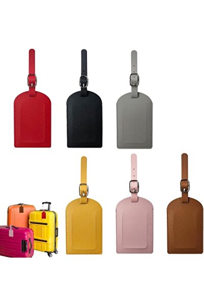 Lonimia 6 Pcs PU Leather Luggage Tags With Adjustable Strap, Suitcase Identif...