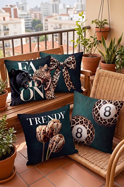EVPANYA Leopard Billiard Ball Patterned 4-Piece Throw Pillow Cover Set