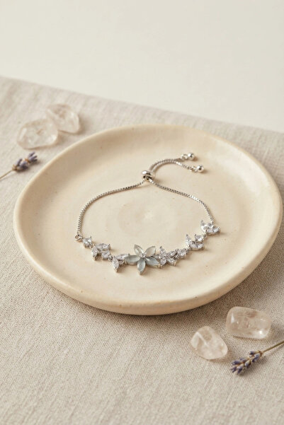 Lovesta Home Silver Color Zircon Stone Brass Pearlescent Flower Model Elevato...