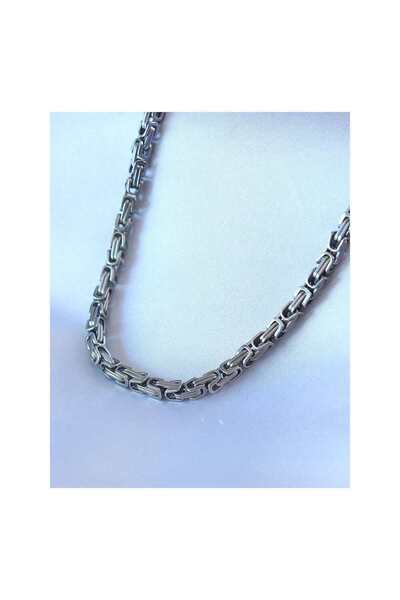 evimdeyokyok 316L Steel Silver Color King Chain Model Men's Necklace Tj-Erk1322