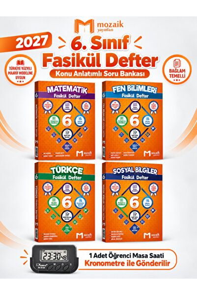 Mozaik Yayınları 2027 6.Sınıf Matematik-Fen-Türkçe-Sosyal %100 Maarif Modele ...
