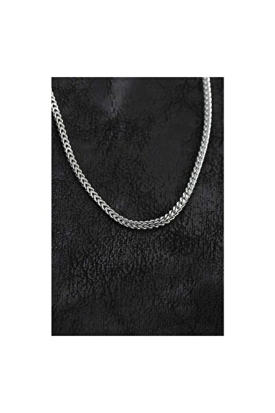 evimdeyokyok 316L Steel Silver Color Foxtail Model Chain Men's Necklace Tj-Er...