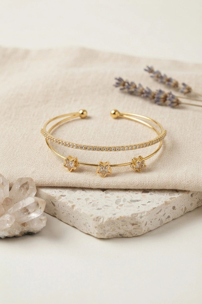 Lovesta Home Star Model Zircon Stone Gold Color Women's Bracelet Tj-Bb8880