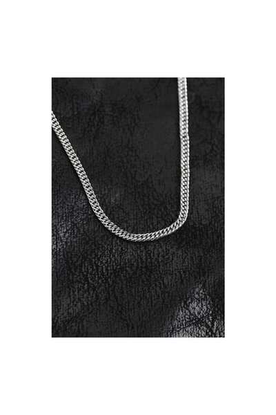 evimdeyokyok 316L Steel Curb Model Chain Silver Color Men's Necklace Tj-Erk1407