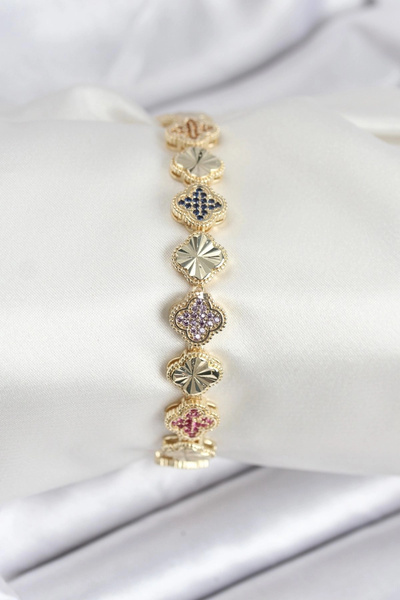 Lovesta Home Brass Vip Series Clover Zircon Stone Women's Bracelet - Tj-Bb7910