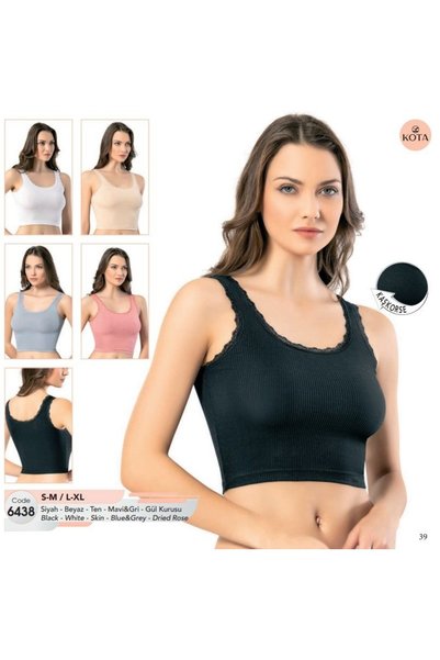 KOTA 6438 Nail Lace Wide Strap Crop White S-M