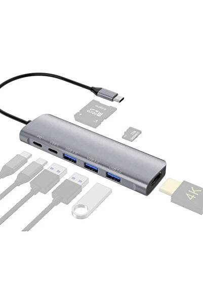 Tradebit HUB USB-C HDMI 4k USB 3.0 Gen 1 SD PD Power Delivery 100W