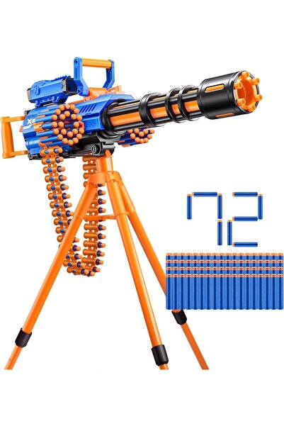X-Shot Автоматичен бластер на батерии с въртящ се статив, колан с 40 стреличк...