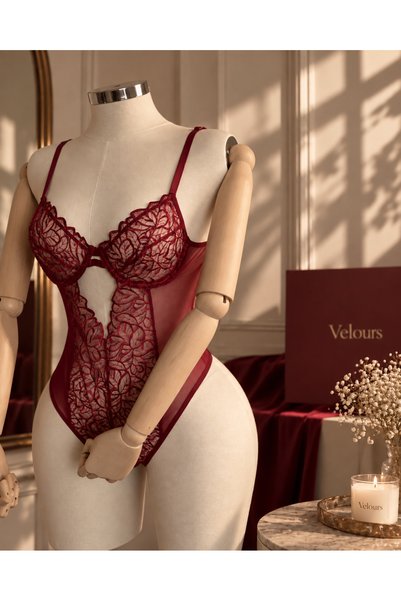 Bordo Dantel Bodysuit