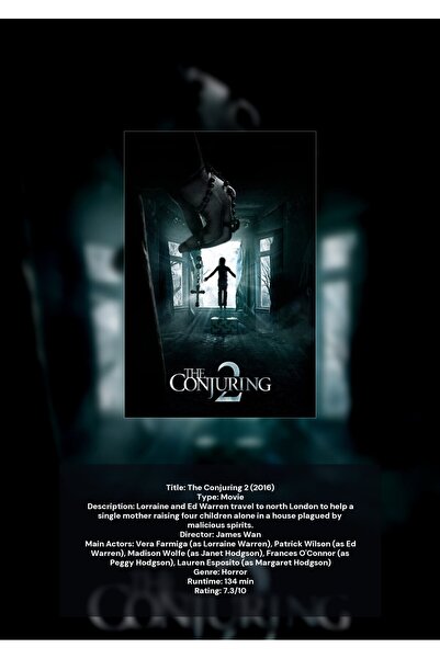 OEM Αφίσα Ινφογραφικό The Conjuring 2, Τρόμου Υπερφυσικό, Χαρτόνι 250γρ, A4