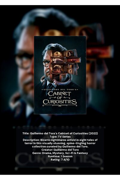 OEM Guillermo del Toro's Cabinet of Curiosities Infographic Poster, Horror Ar...
