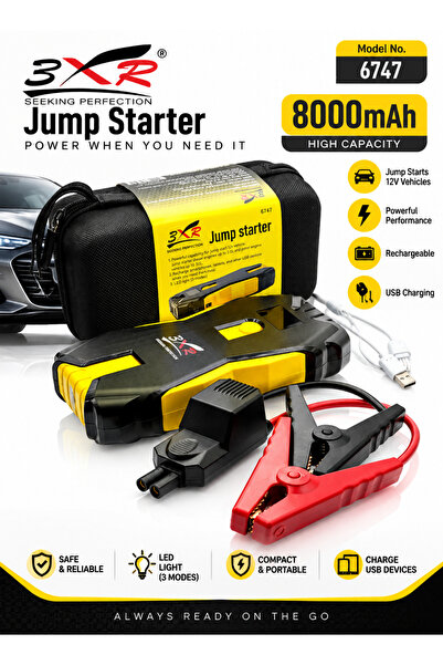 3XR 6747 Jump Starter 8000mAh 12V Vehicle Battery Booster 400A Start 800A Pea...