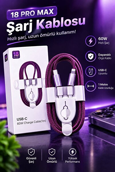 iphone Uyumlu 18 PRO / 18 PRO MAX / DUO Hızlı Şarj Kablosu