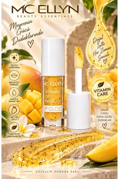 Mcellyn Mc Ellyn Vitamins of Fruits Transparent Lip Gloss with Particles