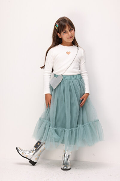 Le Mabelle Mint Girl's Long Tulle Skirt - Mindy