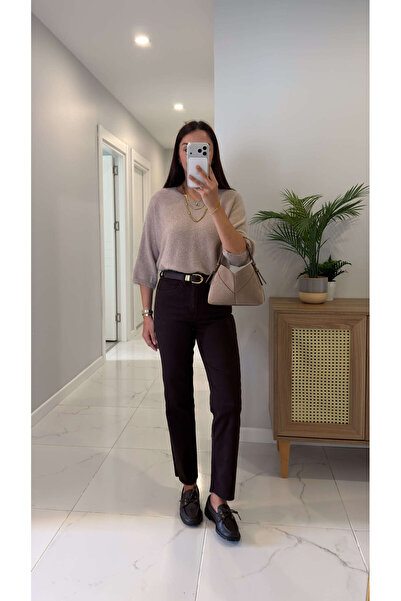 BİRCANÇİL Ria Acı Kahve Kesik Paça Boy Fit Jean