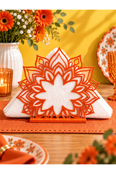 Tilekey Seramik Decorative Napkin Holder with Mandala Motif – Floral Patterned Desktop Napkin Holder, Stylish Table Accessory