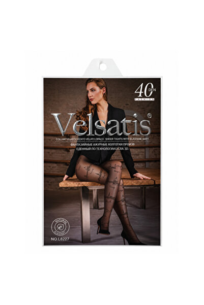 doneel Velsatis 40 DEN Women’s Sheer City Print Tights – Black