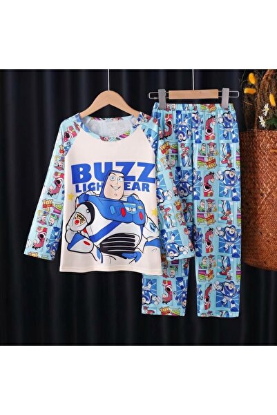 KAZUKO Children's Boys' 2-Piece Long Sleeve Buzz Lightyear Print Pajama Set -...