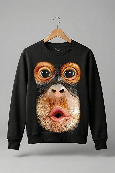 The Baski Monkey Funny Design Crew Neck 3 Threaded 100% Cotton Sweatshirt