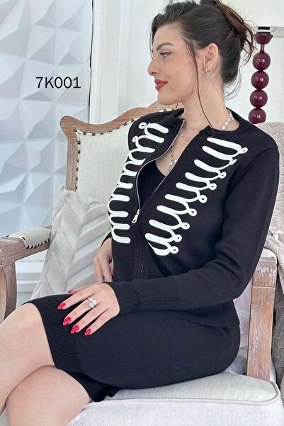 İnce Topuk Cardigan Dress Knitwear Set 7K001