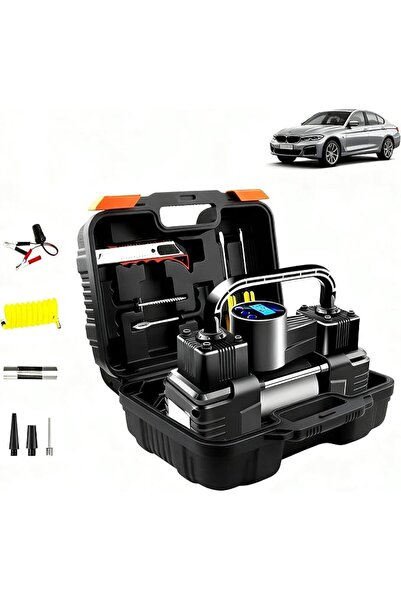 LEFAFA Portable Air Compressor, Double Cylinder Tire Inflator, Portable Air C...