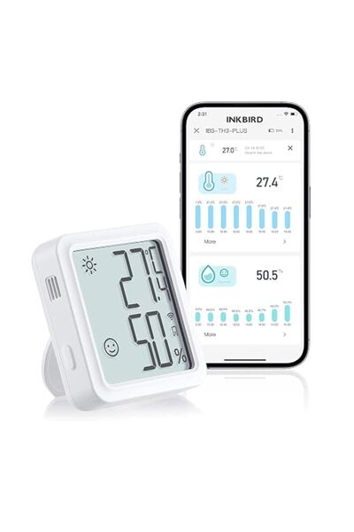 INKBIRDPLUS جهاز قياس الحرارة والرطوبة الذكي INKBIRD WiFi IBS-TH3-PLUS عالي ا...