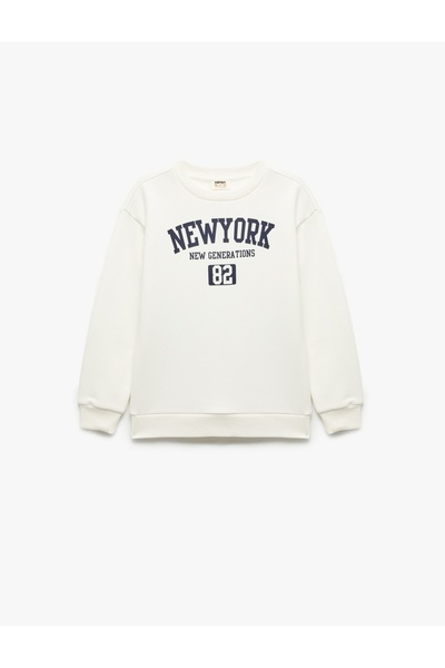 Koton Printed Long Sleeve Crew Neck Oversized Sweatshirt
