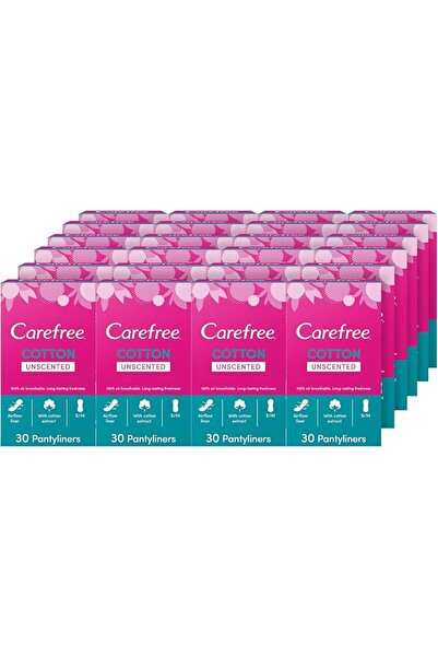Carefree فوط صحية يومية، قطنية، غير معطرة، عبوة تحتوي على 24×30 قطعة